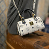 MCM White Signature Mini Boston w. Crossbody strap - PopRock Vintage. The cool quotes t-shirt store.