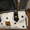 MCM White Signature Mini Boston w. Crossbody strap - PopRock Vintage. The cool quotes t-shirt store.