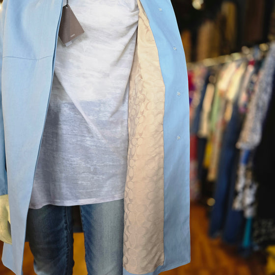 COACH NWT Lightest Blue Rain Coat S - PopRock Vintage. The cool quotes t-shirt store.
