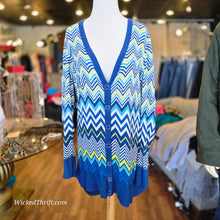  LANE BRYANT Blue/Green Cheveron Cardigan 22/24 - PopRock Vintage. The cool quotes t-shirt store.