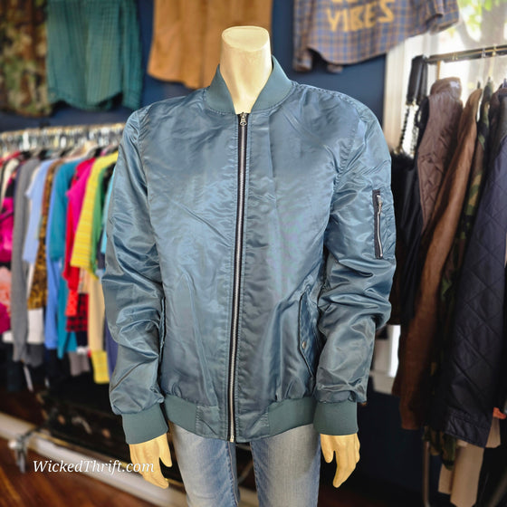 BROOKLYN CLOTH Teal Zip Up M - PopRock Vintage. The cool quotes t-shirt store.