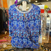 FASHION MODEL Blue Pattern Sparkly Neckline Top 3X - PopRock Vintage. The cool quotes t-shirt store.