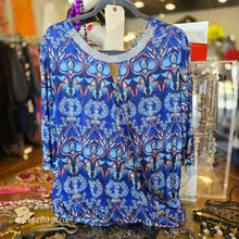  FASHION MODEL Blue Pattern Sparkly Neckline Top 3X - PopRock Vintage. The cool quotes t-shirt store.