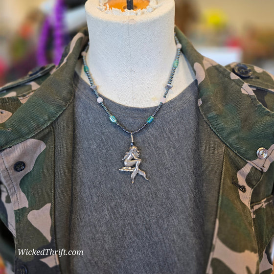 STERLING Mermaid Beaded Necklace - PopRock Vintage. The cool quotes t-shirt store.