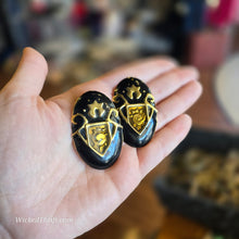  BLACK/GOLD Oval Clip Earrings - PopRock Vintage. The cool quotes t-shirt store.