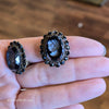 VINTAGE ROBERTS Black Inverted Cameo Clip On Earrings - PopRock Vintage. The cool quotes t-shirt store.