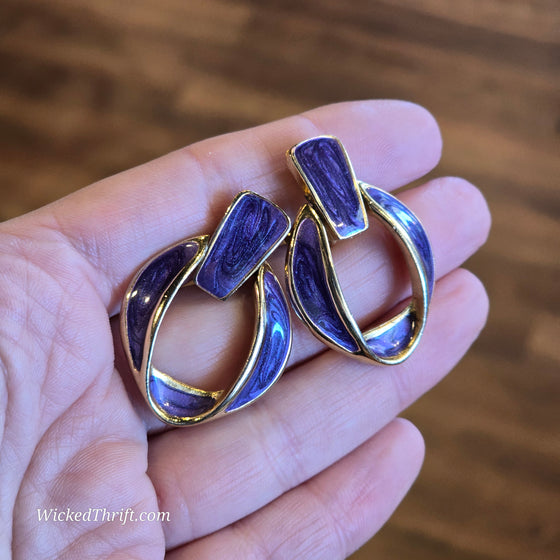 VINTAGE Purple Drop Swirl Clip On Earrings - PopRock Vintage. The cool quotes t-shirt store.