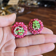  VINTAGE Green/Pink Floral Clip On Earrings - PopRock Vintage. The cool quotes t-shirt store.