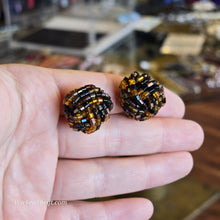  VOLTAGE Black/Brown Beaded Knot Clip On Earrings - PopRock Vintage. The cool quotes t-shirt store.