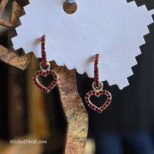  RED RHINESTONE Heard Hoop Earrings - PopRock Vintage. The cool quotes t-shirt store.