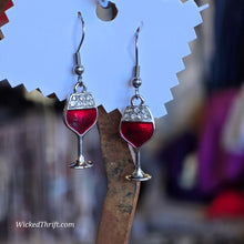  RED WINE GLASS Dangle Earrings - PopRock Vintage. The cool quotes t-shirt store.