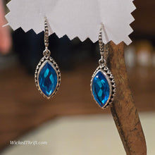  925 STERLING SILVER Blue Drop Earrings - PopRock Vintage. The cool quotes t-shirt store.