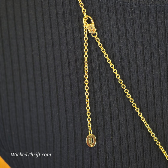 JUICY COUTURE Anchor Necklace on Long Golden Chain - PopRock Vintage. The cool quotes t-shirt store.