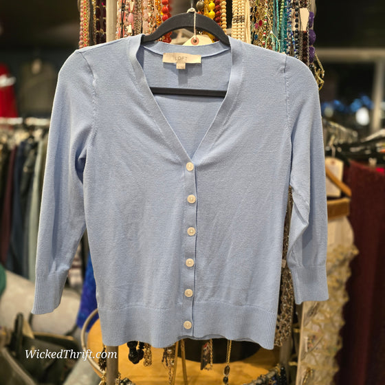 LOFT Blue Cardigan XS - PopRock Vintage. The cool quotes t-shirt store.