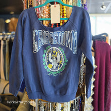  GEORGETOWN Blue Cut Neck Sweatshirt S - PopRock Vintage. The cool quotes t-shirt store.