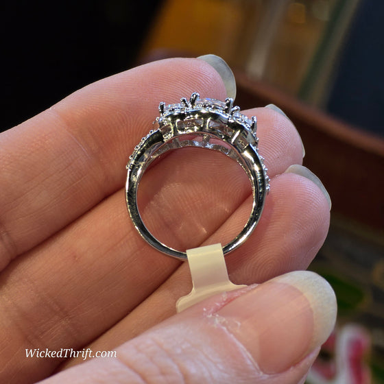 SILVER TONE 3 CZ Ring 6 - PopRock Vintage. The cool quotes t-shirt store.