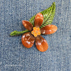 BROWN/Green 3D Floral Pin - PopRock Vintage. The cool quotes t-shirt store.