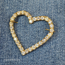  Golden Rhinestone Heart Pin - PopRock Vintage. The cool quotes t-shirt store.