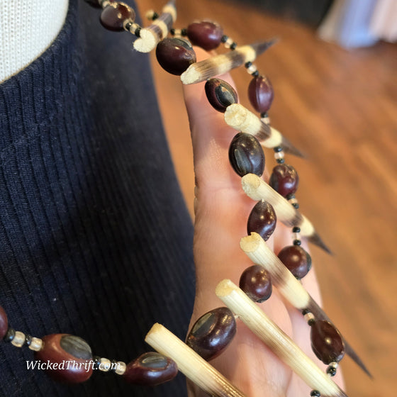 AFRICAN PORCUPINE QUILL Necklace - PopRock Vintage. The cool quotes t-shirt store.