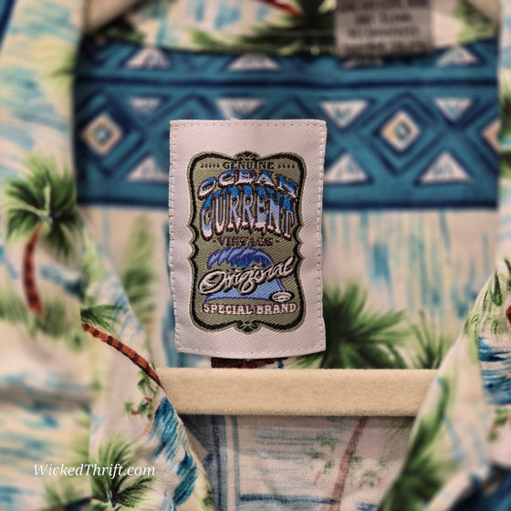 CURRENT Colorful Rayon Hawaiian Shirt L - PopRock Vintage. The cool quotes t-shirt store.