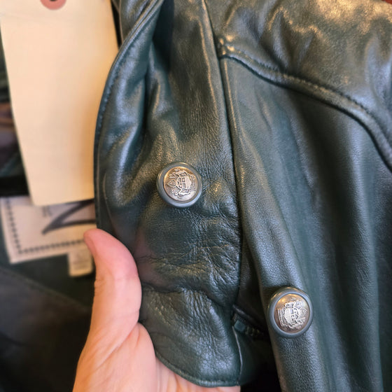 VTG RZ ORIGINALS Green Leather Mid Length Jacket L AS IS