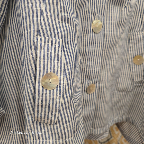 JONES NY Blue/White Stripe Linen Hooded Jacket S - PopRock Vintage. The cool quotes t-shirt store.