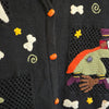 VINTAGE KAREN SCOTT Black Halloween Knit Vest w. Mini Pumpkin Buttons XL