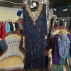 PRICE DROP! 80s ALYCE DESIGNS Black/Gold Beaded/Sequin Maxi Dress