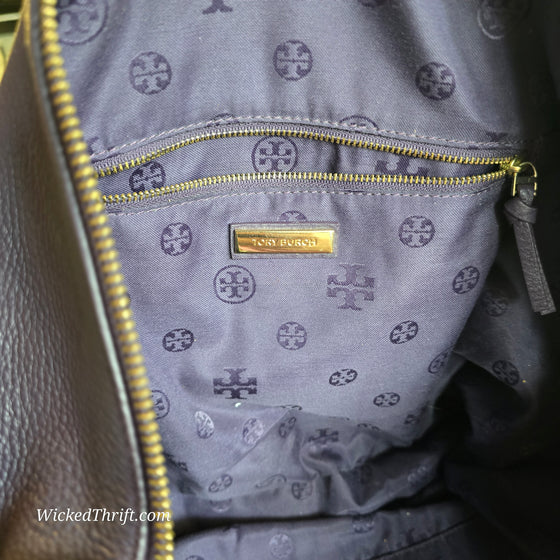 TORY BURCH Purple "Ivy Slouch Satchel" - PopRock Vintage. The cool quotes t-shirt store.