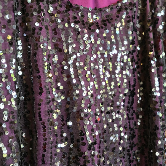 LAUNDRY BY SHELLI SEGAL Purple/Bkack Sequin Top XL