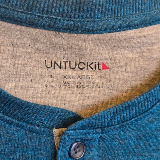 UNTUCKIT Blue Button Neck Long Sleeve XXL