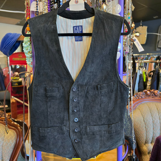 90s GAP Black Suede Vest M