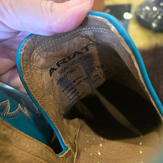 ARIAT Turquoise Ankle Cowboy Booties 10