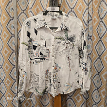 CHICOS White Patterned Button Down 2 - PopRock Vintage. The cool quotes t-shirt store.
