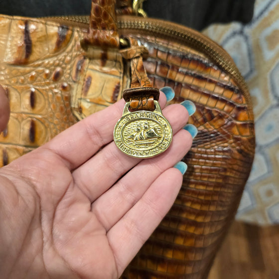 BRAHMIN Brown Embossed Dome Bag - PopRock Vintage. The cool quotes t-shirt store.