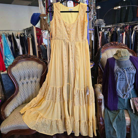 PRICE DROP! ALIZEHP Yellow Maxi Dress w. Front Cutout 38