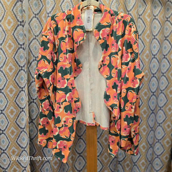 DAZEY LA Face Pattern Ribbed Jacket XXXL - PopRock Vintage. The cool quotes t-shirt store.