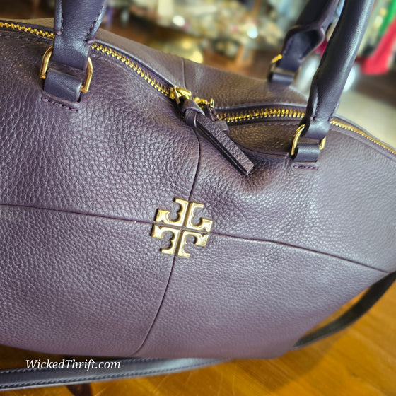 TORY BURCH Purple "Ivy Slouch Satchel" - PopRock Vintage. The cool quotes t-shirt store.
