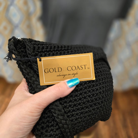 GOLD COAST NWT Black Crochet Crossbody - PopRock Vintage. The cool quotes t-shirt store.