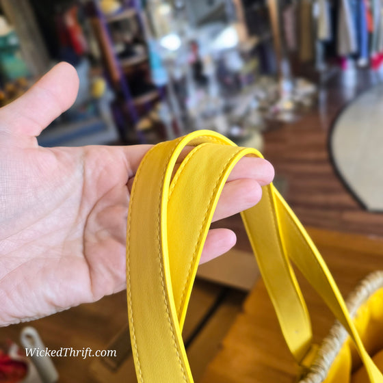 CALIA Seagrass & Yellow Vegan Leather Large Tote - PopRock Vintage. The cool quotes t-shirt store.