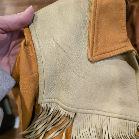 VINTAGE 60s Deerskin Fringe Leather Jacket