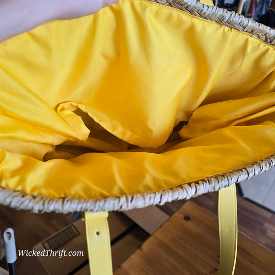 CALIA Seagrass & Yellow Vegan Leather Large Tote - PopRock Vintage. The cool quotes t-shirt store.