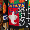 VINTAGE ALEXANDRA BARLETT Halloween Knit Cardigan w. Wooden Ghost Buttons