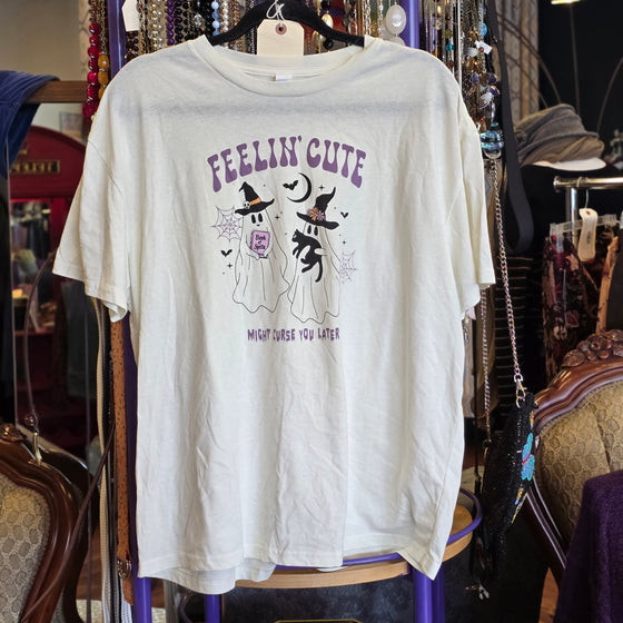 CHERI White "Felt Cute Might Curse You Later" Tee L