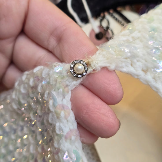 VINTAGE White Knit Sequin Sleeveless Top