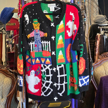  VINTAGE ALEXANDRA BARLETT Halloween Knit Cardigan w. Wooden Ghost Buttons