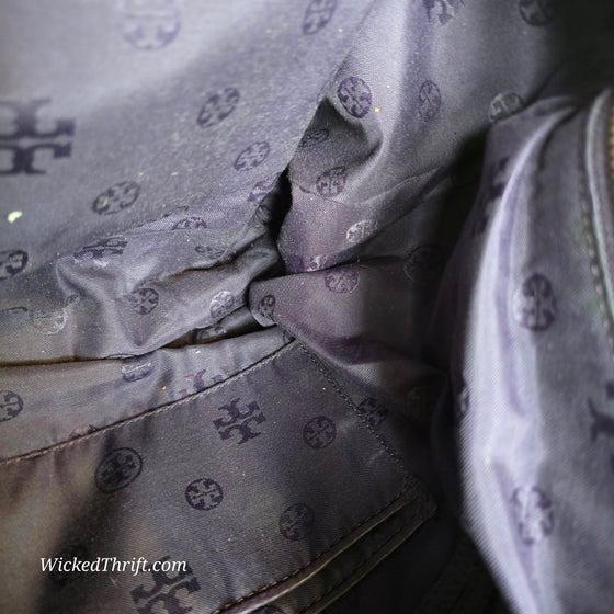 TORY BURCH Purple "Ivy Slouch Satchel" - PopRock Vintage. The cool quotes t-shirt store.