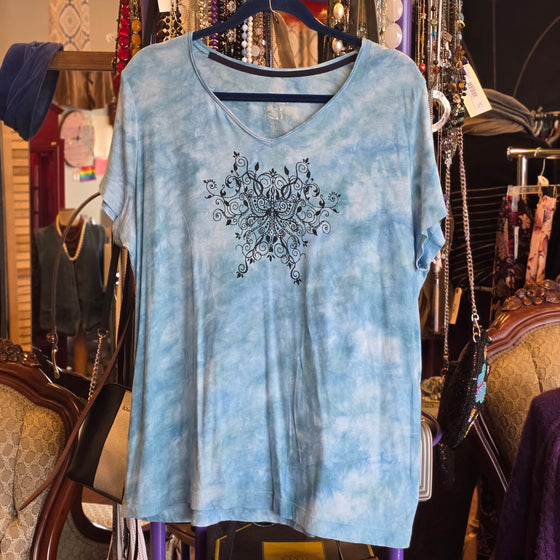 PRICE DROP! MADE FOR LIFE Blue Tiedye Swirly Tee 1X