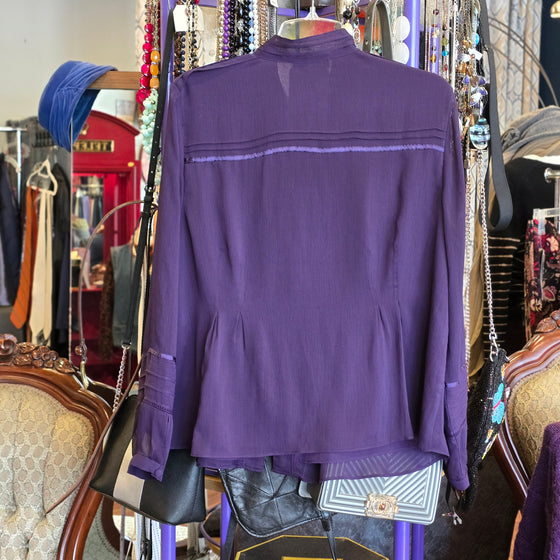 COLDWATER CREEK Purple Button Up Top L