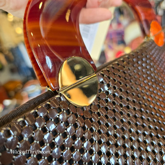 WHITING & DAVIS Brown Chain Mail w. Beautiful Handle